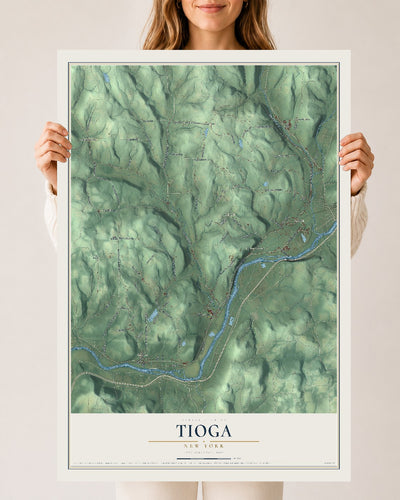 Tioga, New York map print, 24" x 36" Archival Matte Print mockup