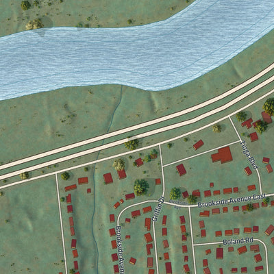 Close-up of the map of Tioga Terrace, New York print showing street and building detail