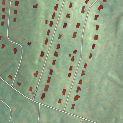 Close-up of the map of Titusville, New York print showing street and building detail