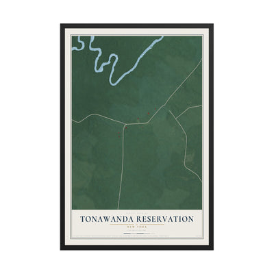 Tonawanda Reservation, New York map print, 12" x 18" W/ Black Ayous Wood Frame mockup