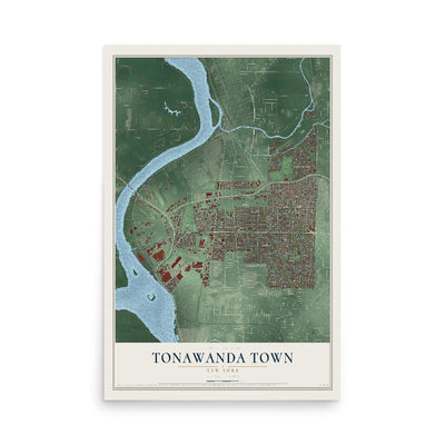 Tonawanda Town, New York map print, 12" x 18" Archival Matte Print mockup