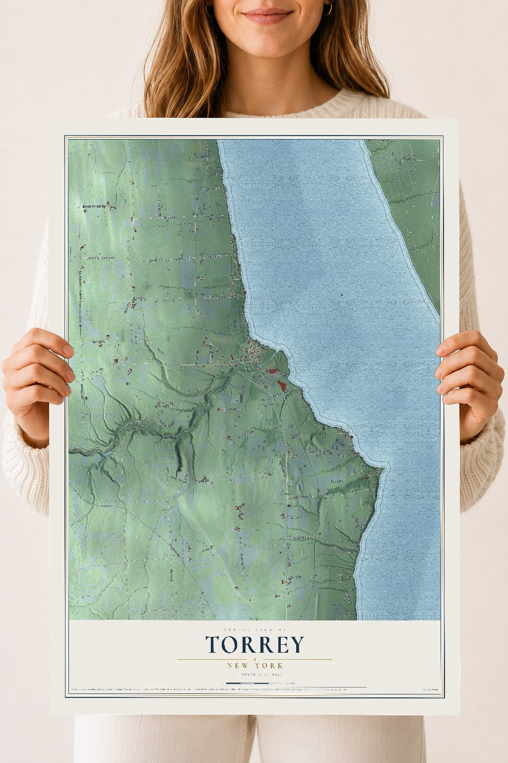 Torrey, New York map print, 18" x 24" Archival Matte Print mockup
