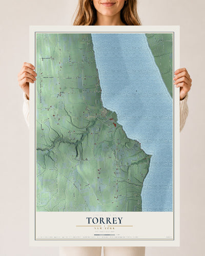 Torrey, New York map print, 24" x 36" Archival Matte Print mockup