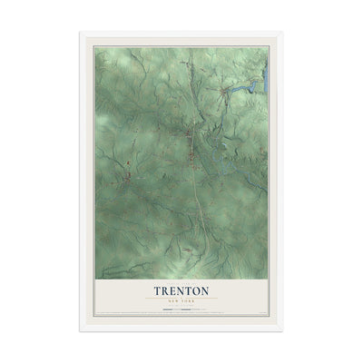 Trenton, New York map print, 12" x 18" W/ White Ayous Wood Frame mockup