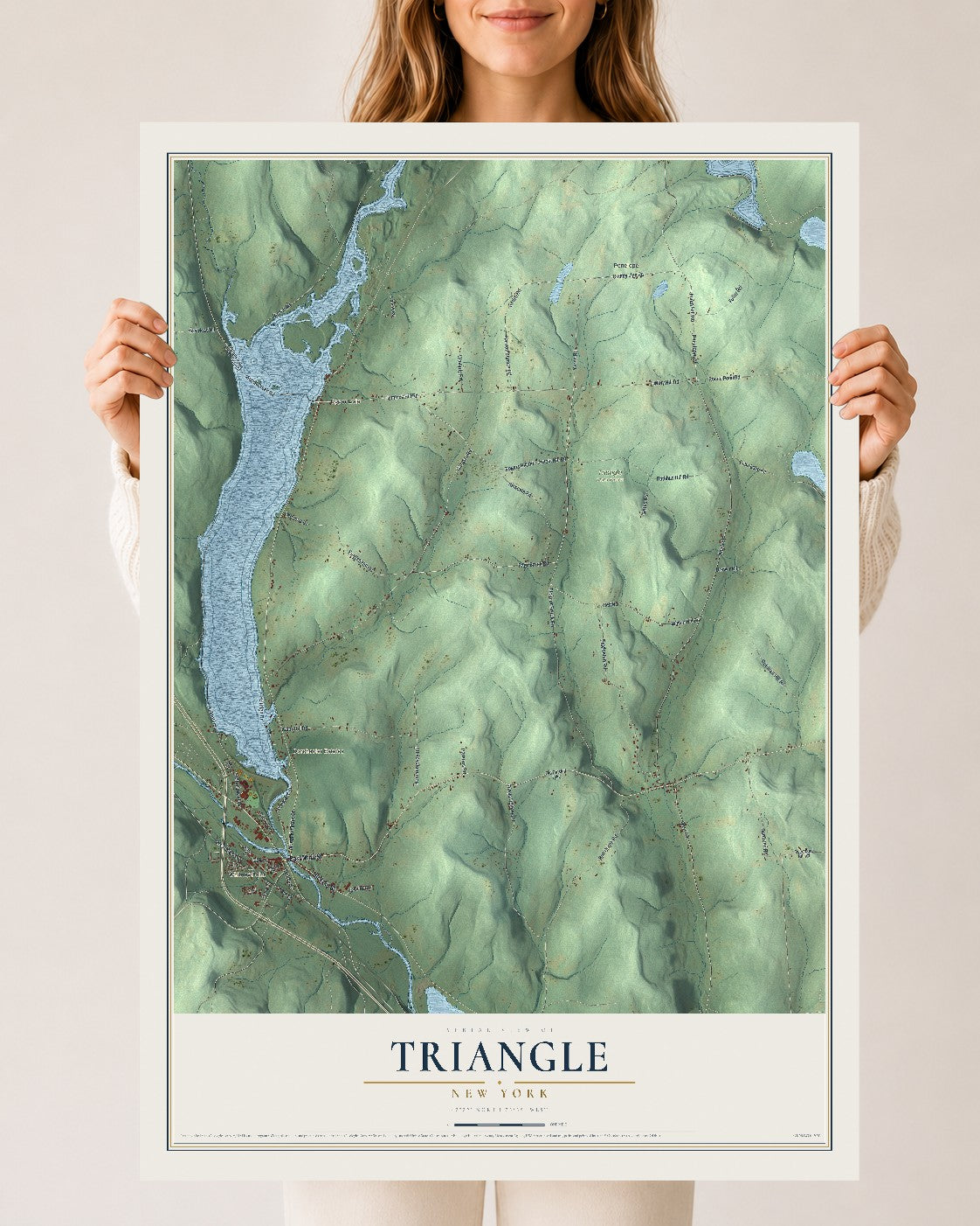Triangle, New York map print, 24" x 36" Archival Matte Print mockup