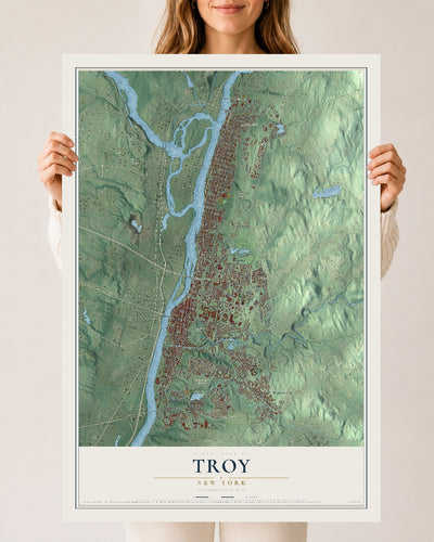 Troy, New York map print, 24" x 36" Archival Matte Print mockup