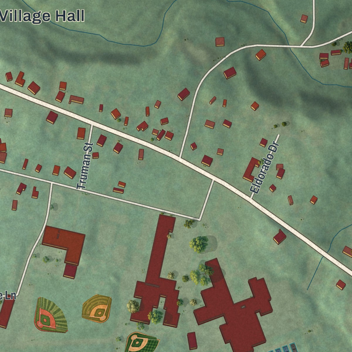 Close-up 2 of the Trumansburg, New York map artwork