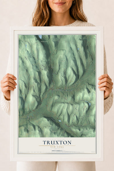 Truxton, New York map print, 18" x 24" W/ White Ayous Wood Frame mockup
