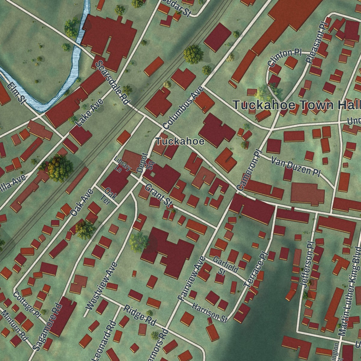 Close-up 1 of the Tuckahoe, New York map artwork