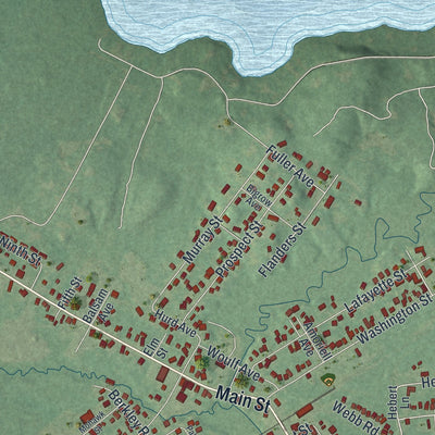 Close-up 2 of the Tupper Lake, New York map artwork