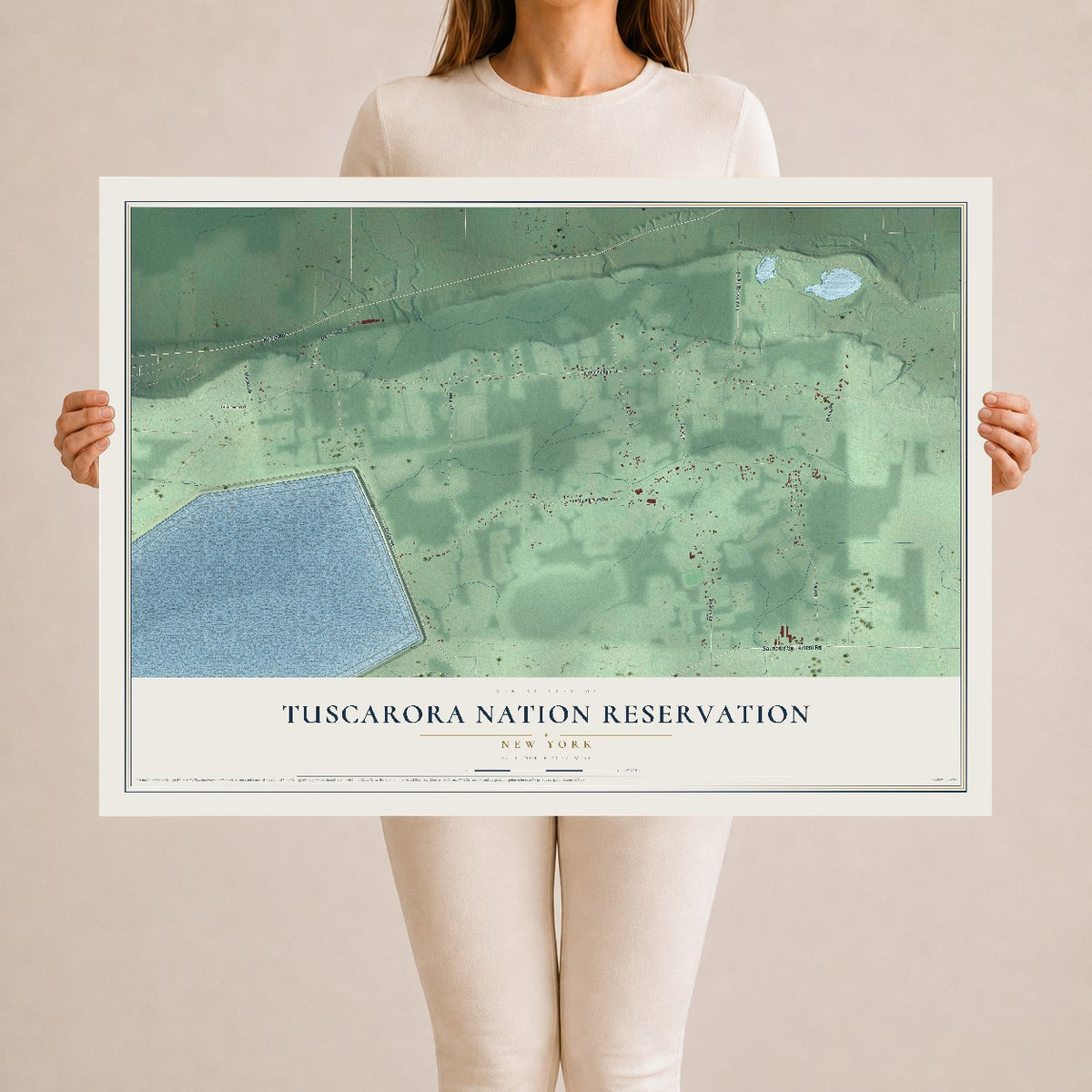 Tuscarora Nation Reservation, New York map print, 24" x 36" Archival Matte Print mockup