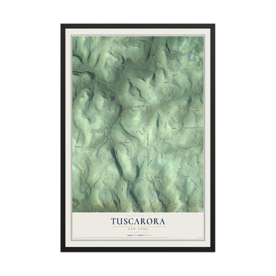 Map of Tuscarora, New York, 12 x 18 inch print in a black wood frame