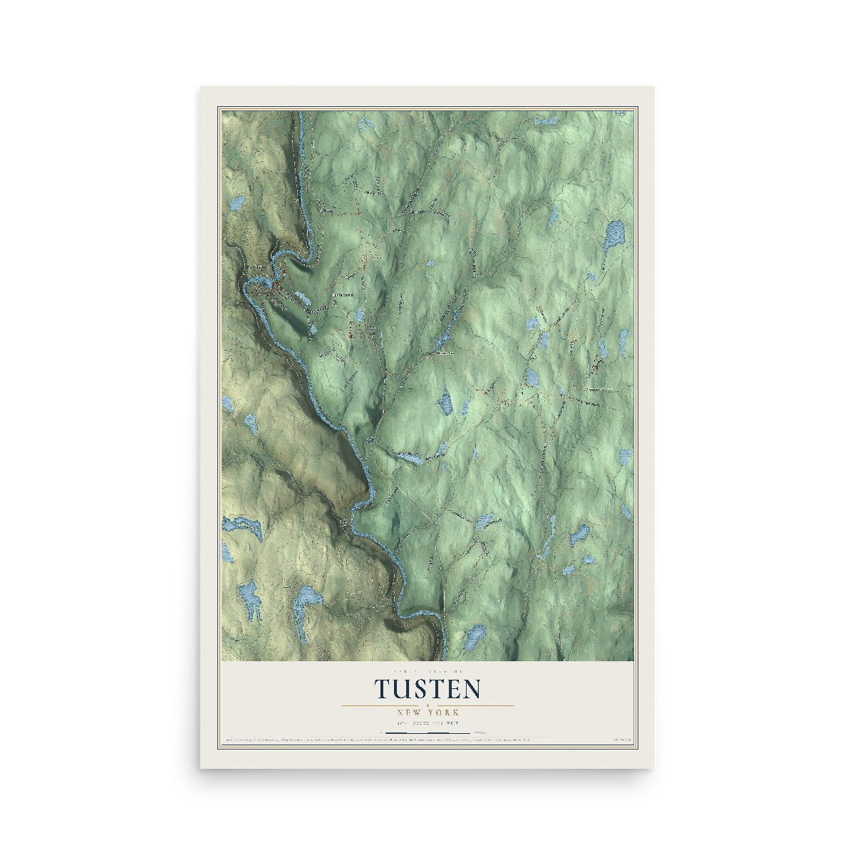 Map of Tusten, New York, 12 x 18 inch unframed archival matte print