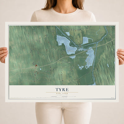 Tyre, New York map print, 18" x 24" Archival Matte Print mockup