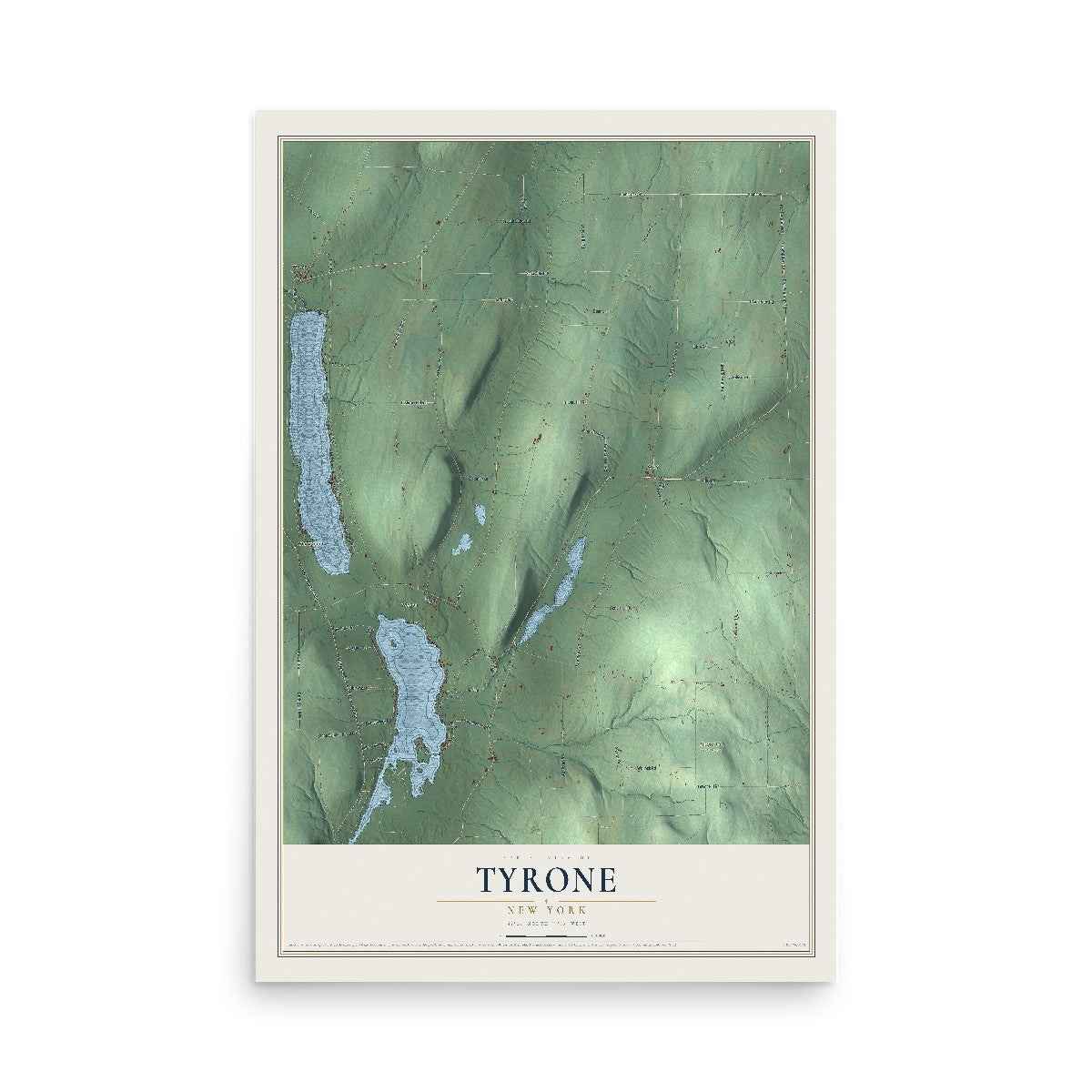 Tyrone, New York map print, 12" x 18" Archival Matte Print mockup