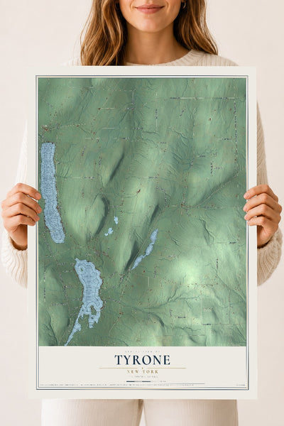 Tyrone, New York map print, 18" x 24" Archival Matte Print mockup