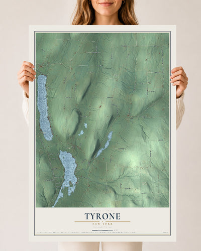 Tyrone, New York map print, 24" x 36" Archival Matte Print mockup