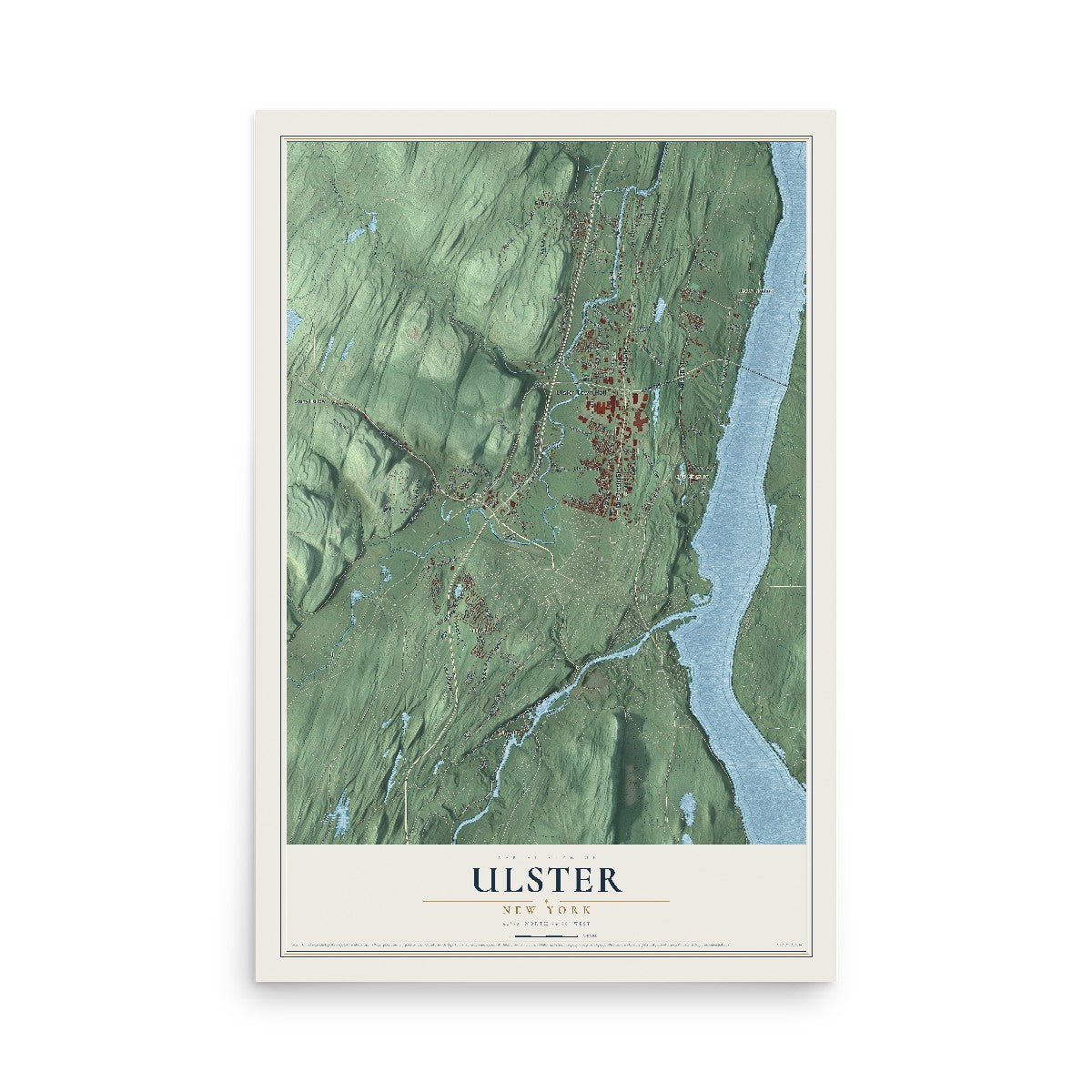 Ulster, New York map print, 12" x 18" Archival Matte Print mockup