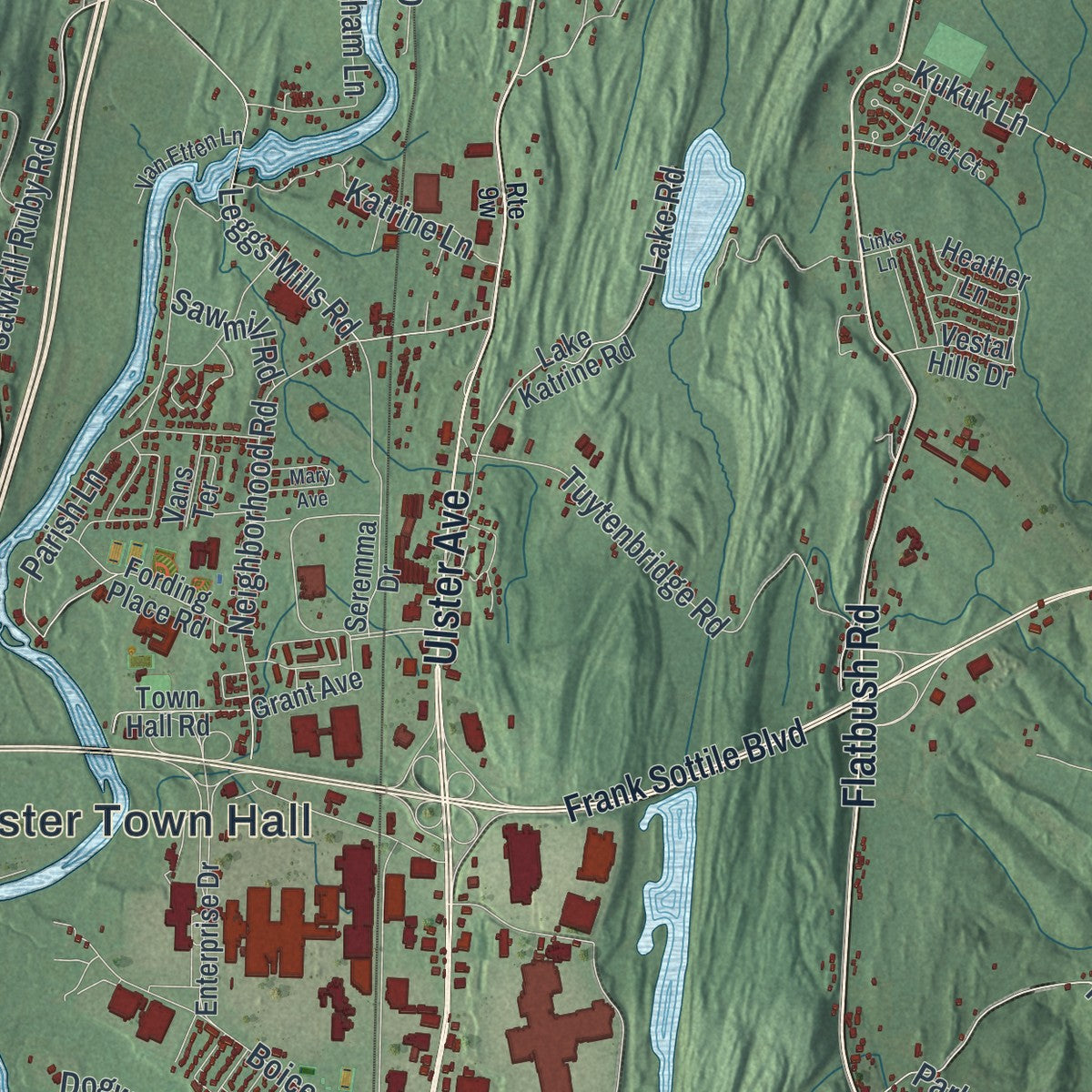 Close-up 1 of the Ulster, New York map artwork