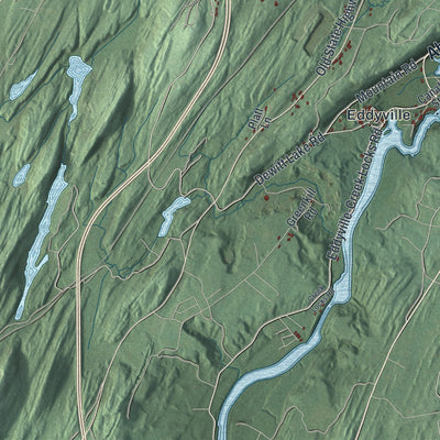 Close-up 2 of the Ulster, New York map artwork