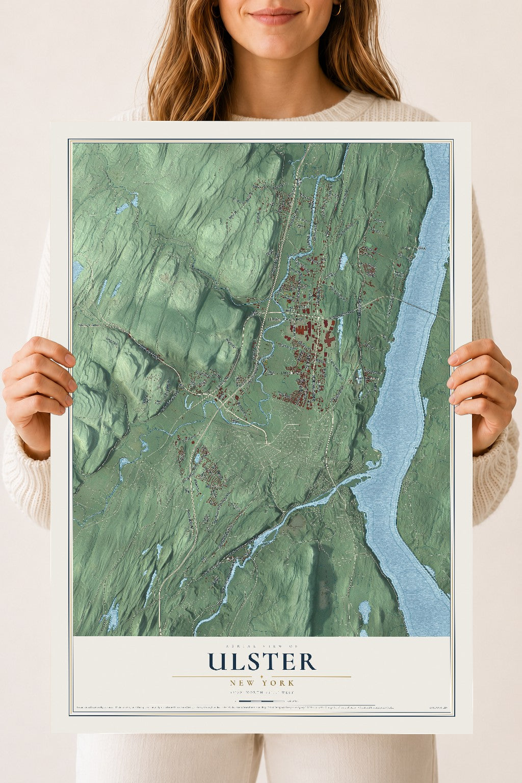 Ulster, New York map print, 18" x 24" Archival Matte Print mockup