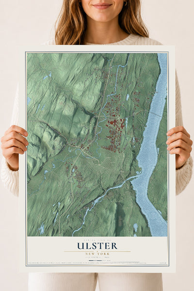 Ulster, New York map print, 18" x 24" Archival Matte Print mockup