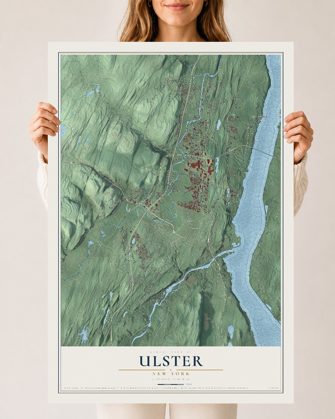 Ulster, New York map print, 24" x 36" Archival Matte Print mockup