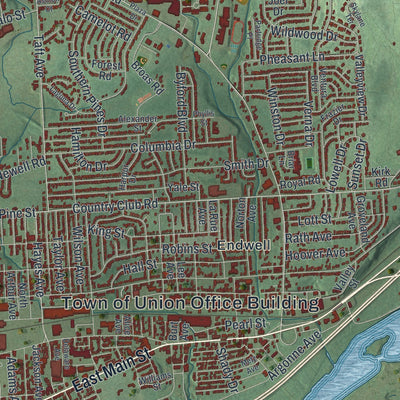 Close-up 1 of the Union, New York map artwork