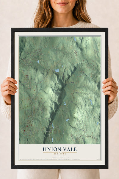 Union Vale, New York map print, 18" x 24" W/ Black Ayous Wood Frame mockup