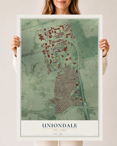 Uniondale, New York map print, 24" x 36" Archival Matte Print mockup