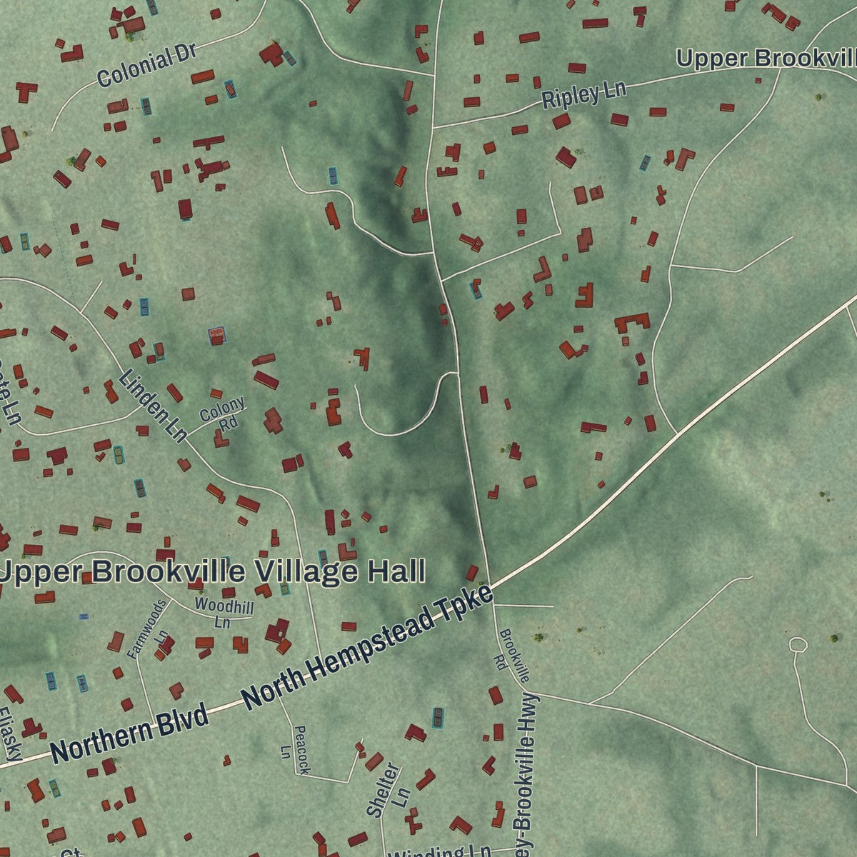 Close-up 1 of the Upper Brookville, New York map artwork