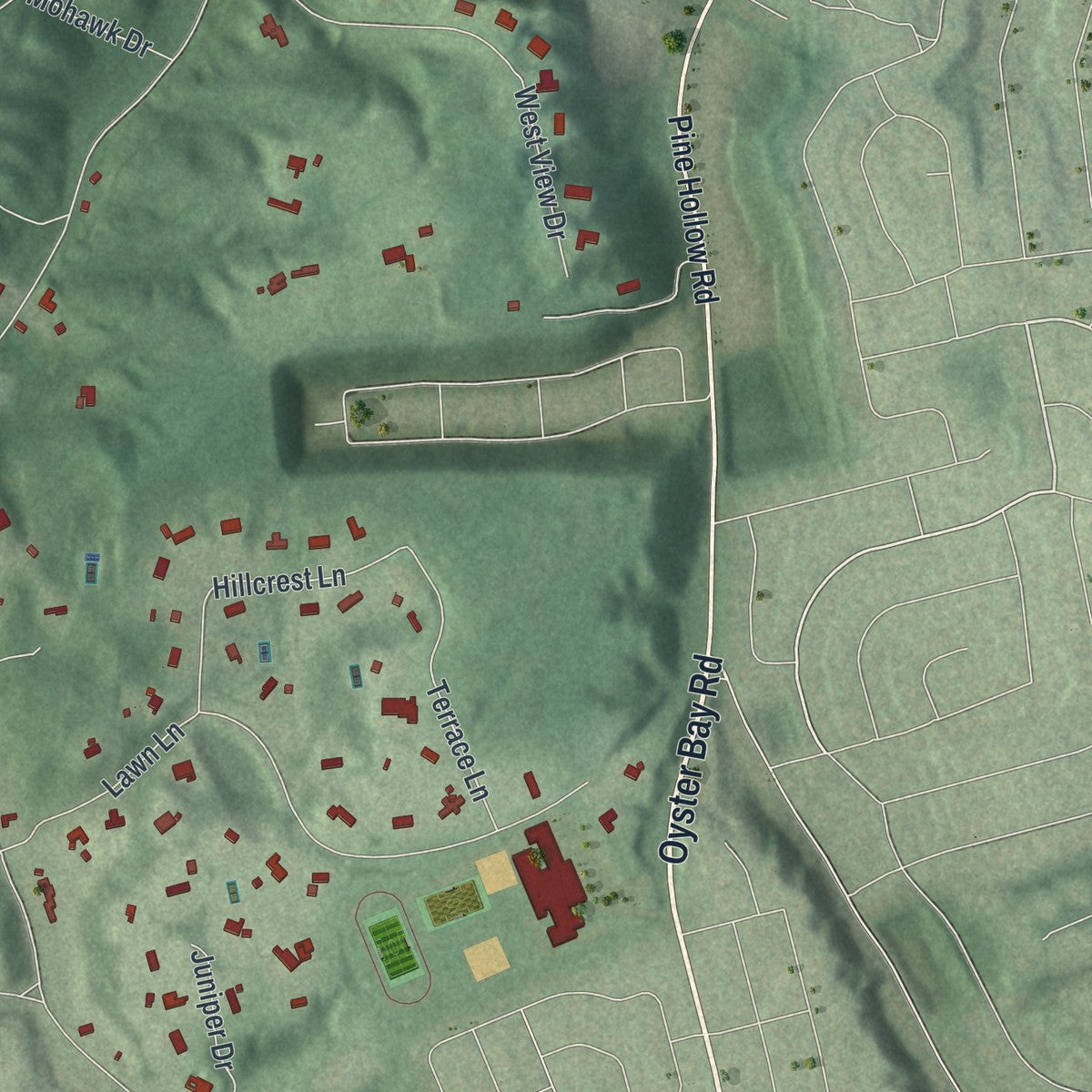 Close-up 2 of the Upper Brookville, New York map artwork