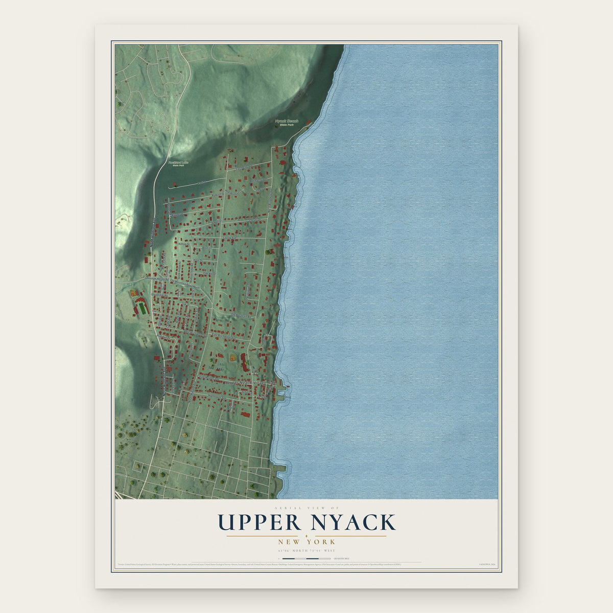 Upper Nyack, New York map print, the full design