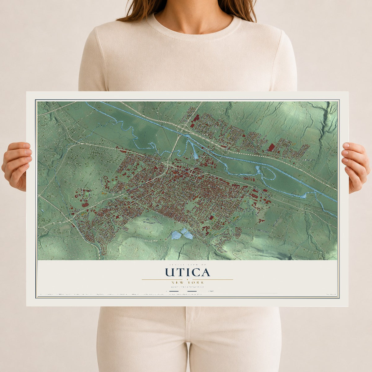 Utica, New York map print, 12" x 18" Archival Matte Print mockup