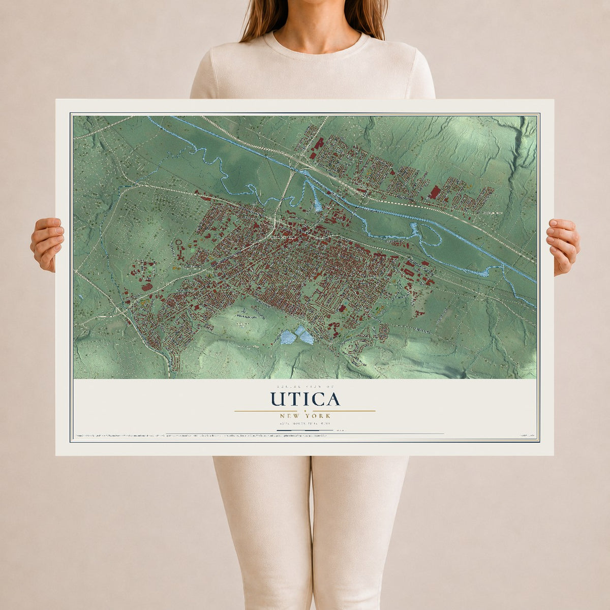 Utica, New York map print, 24" x 36" Archival Matte Print mockup