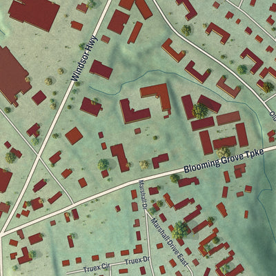 Close-up 1 of the Vails Gate, New York map artwork