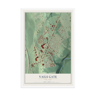 Vails Gate, New York map print, 12" x 18" W/ White Ayous Wood Frame mockup