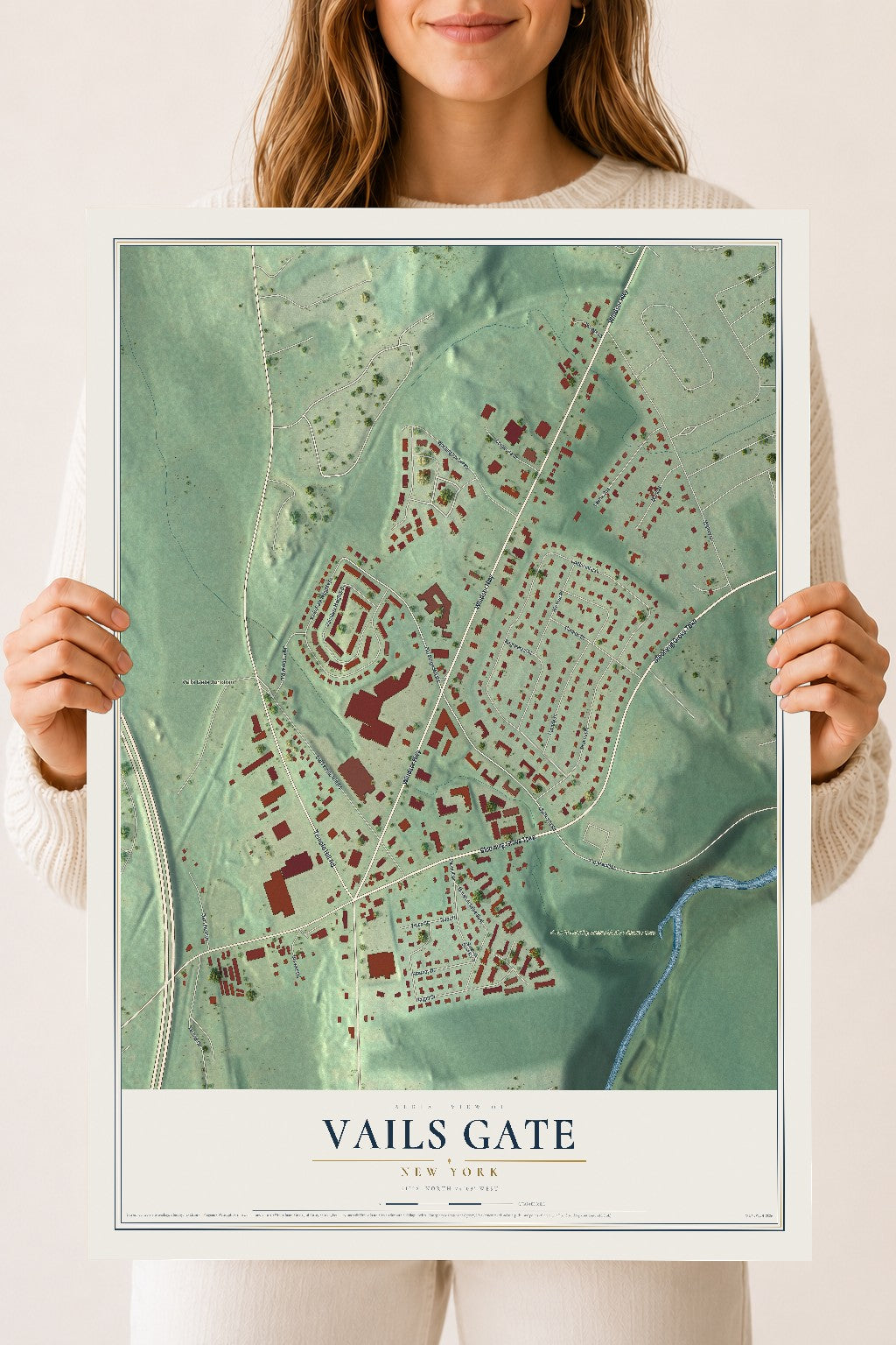 Vails Gate, New York map print, 18" x 24" Archival Matte Print mockup