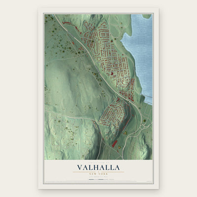 Valhalla, New York map print, the full design
