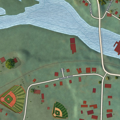 Close-up of the map of Valley Falls, New York print showing street and building detail