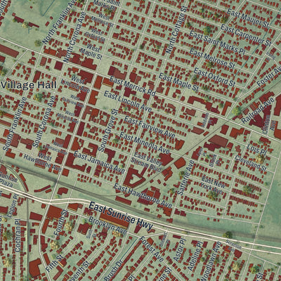 Close-up 2 of the Valley Stream, New York map artwork