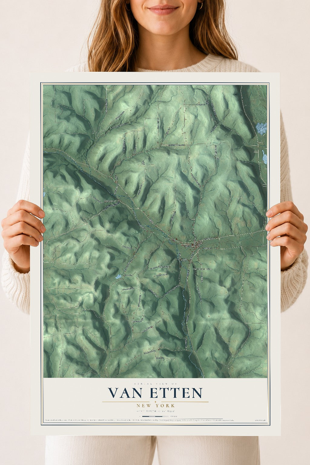 Van Etten, New York map print, 18" x 24" Archival Matte Print mockup