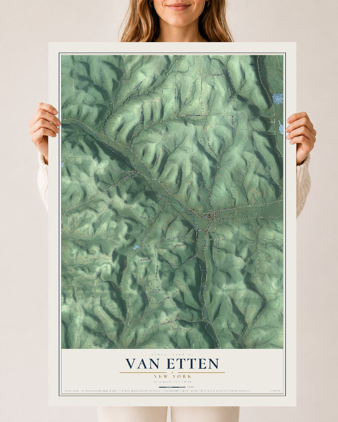 Van Etten, New York map print, 24" x 36" Archival Matte Print mockup
