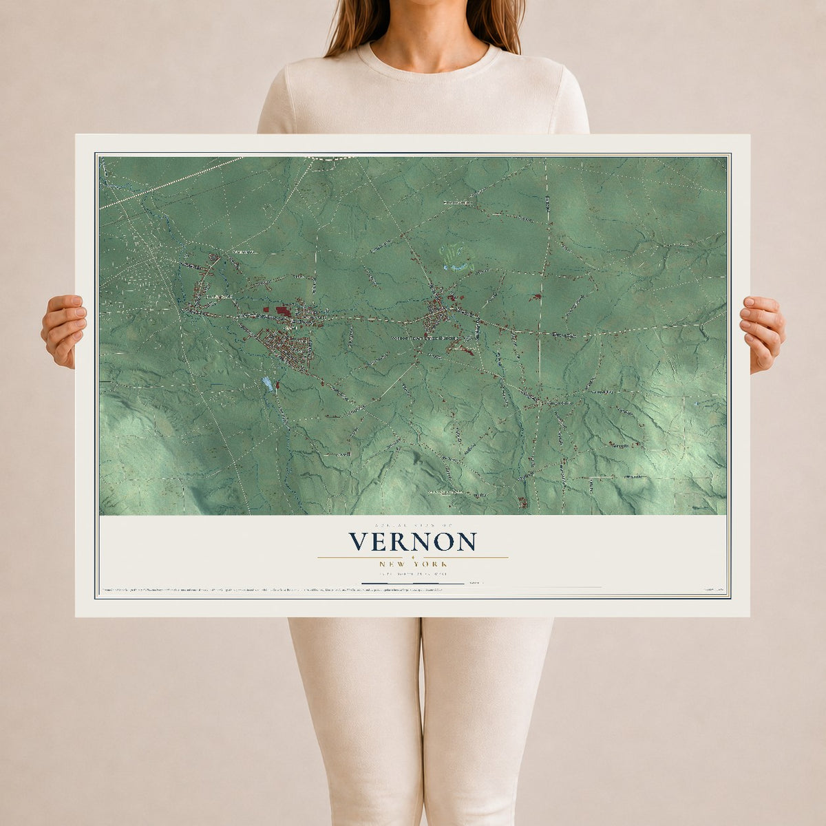 Vernon, New York map print, 24" x 36" Archival Matte Print mockup