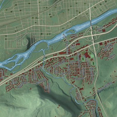 Close-up 1 of the Vestal, New York map artwork