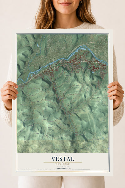 Map of Vestal, New York, 18 x 24 inch unframed archival matte print