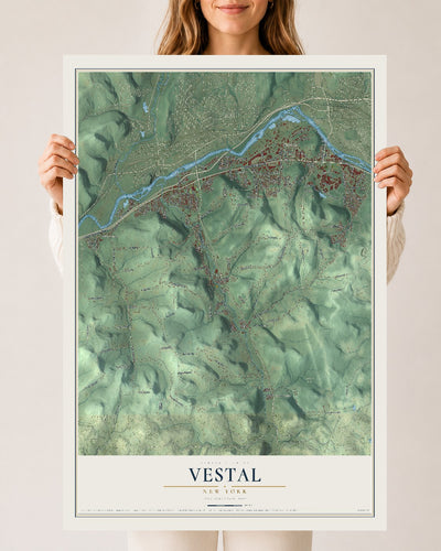 Map of Vestal, New York, 24 x 36 inch unframed archival matte print