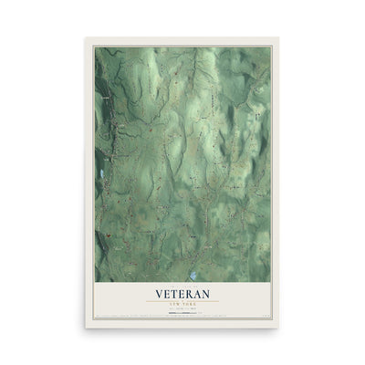 Veteran, New York map print, 12" x 18" Archival Matte Print mockup