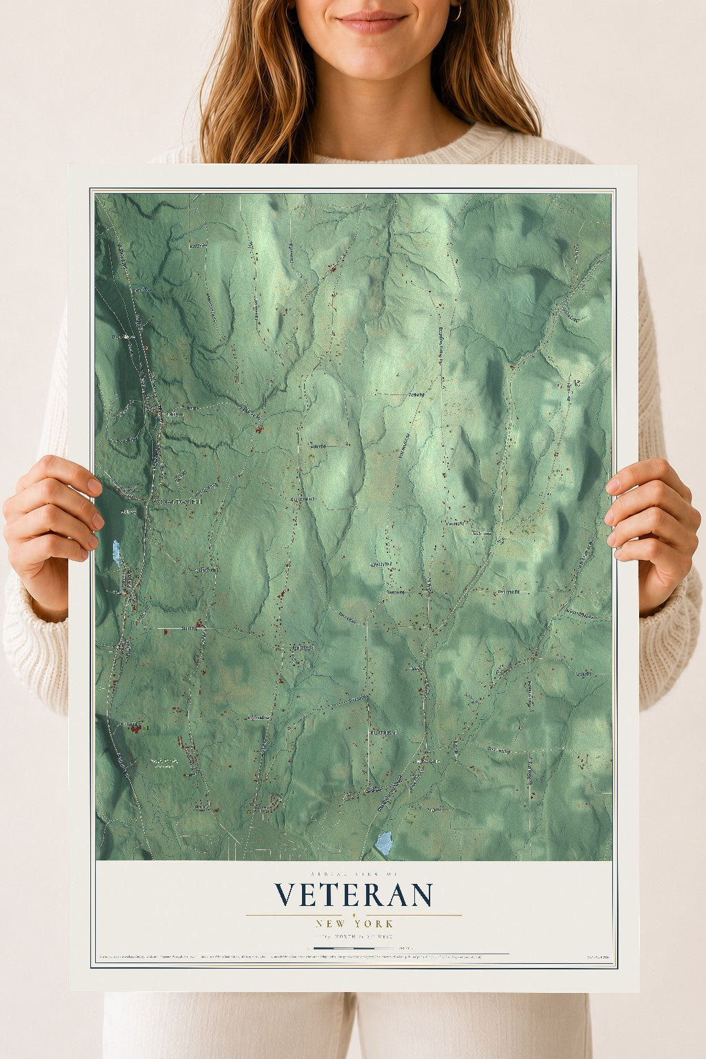 Veteran, New York map print, 18" x 24" Archival Matte Print mockup