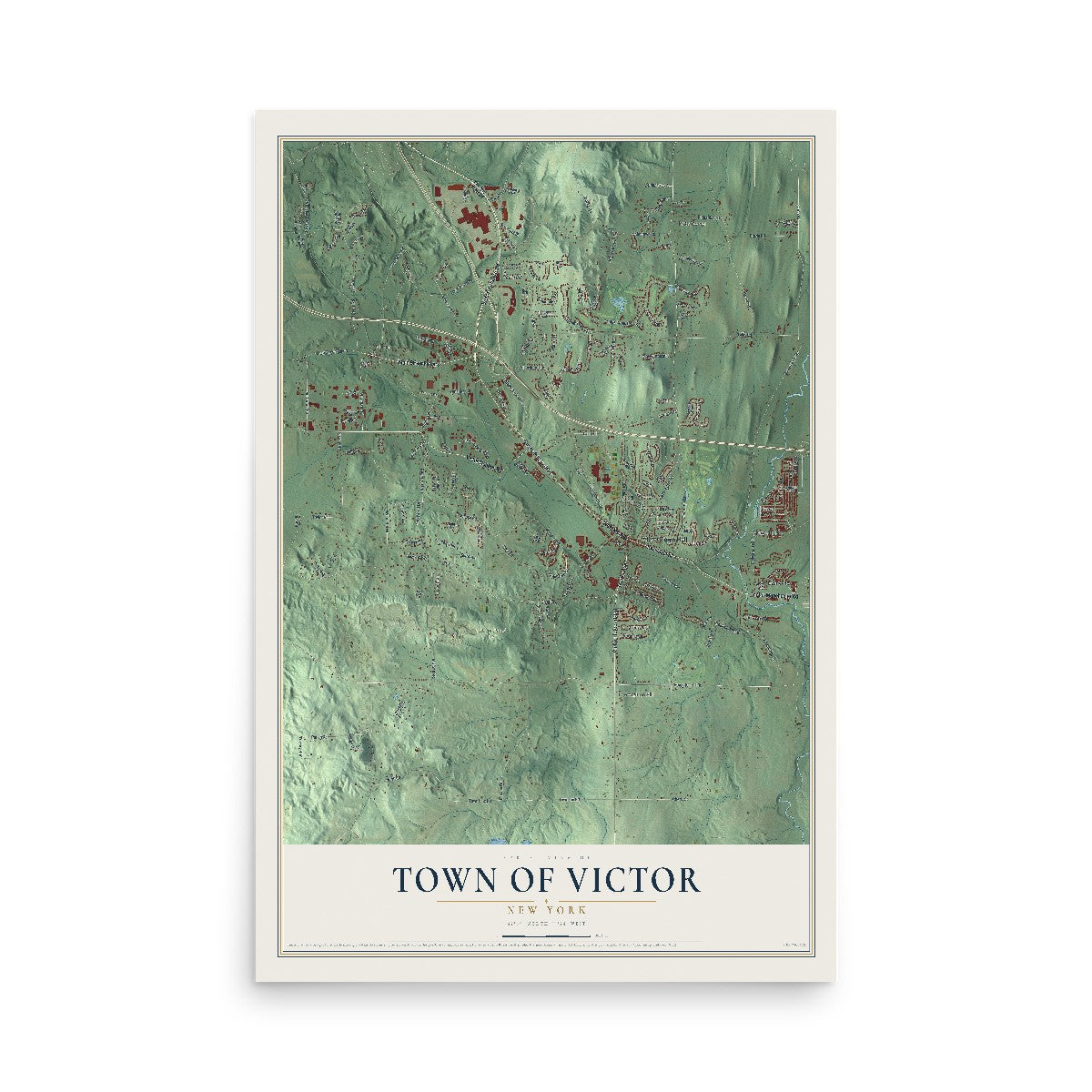 Victor, New York map print, 12" x 18" Archival Matte Print mockup
